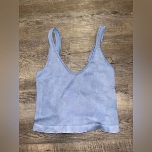 Bella Seamless Ribbed Athletic Crop Top Light Blue